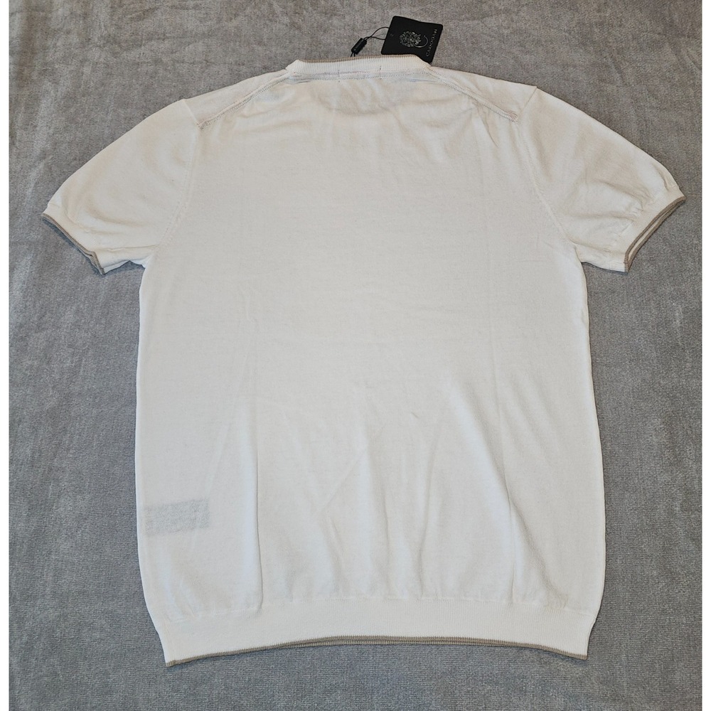 CADOGAN Men's Luxury White Linen Cotton Blend Short Sleeve Knit Brixton Medium - Picture 8 of 14